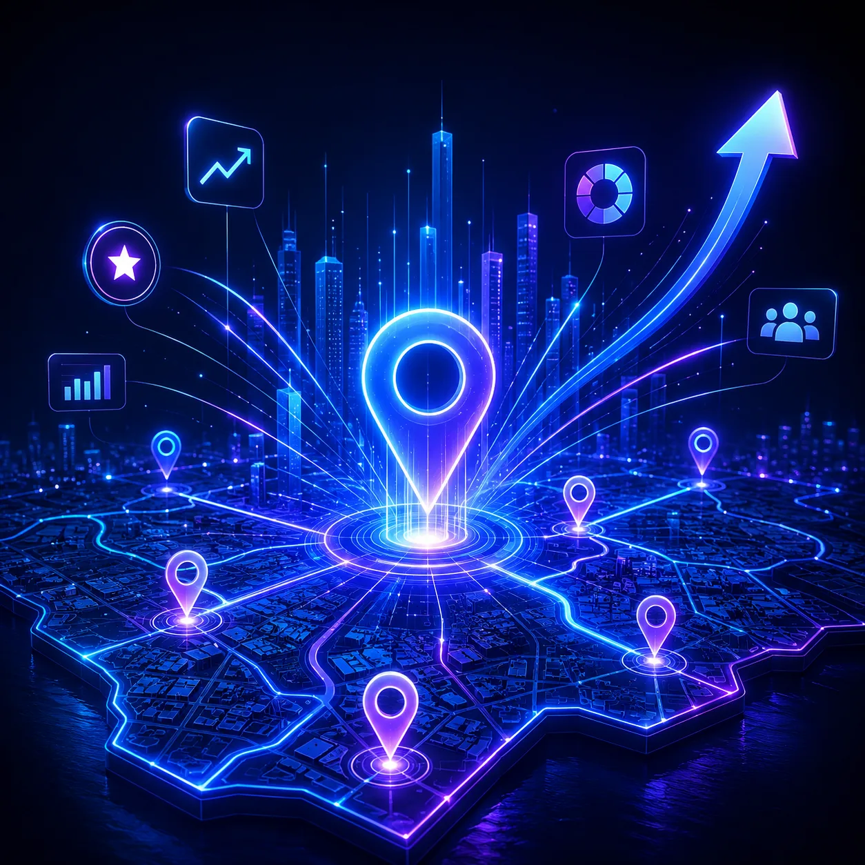 Glowing map pin over a Sunshine Coast suburb map with local ranking signals