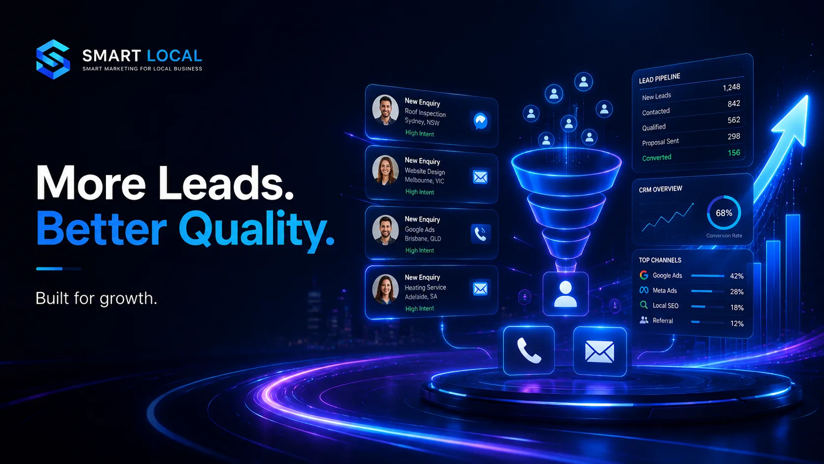 Smart Local graphic showing lead quality and volume growing