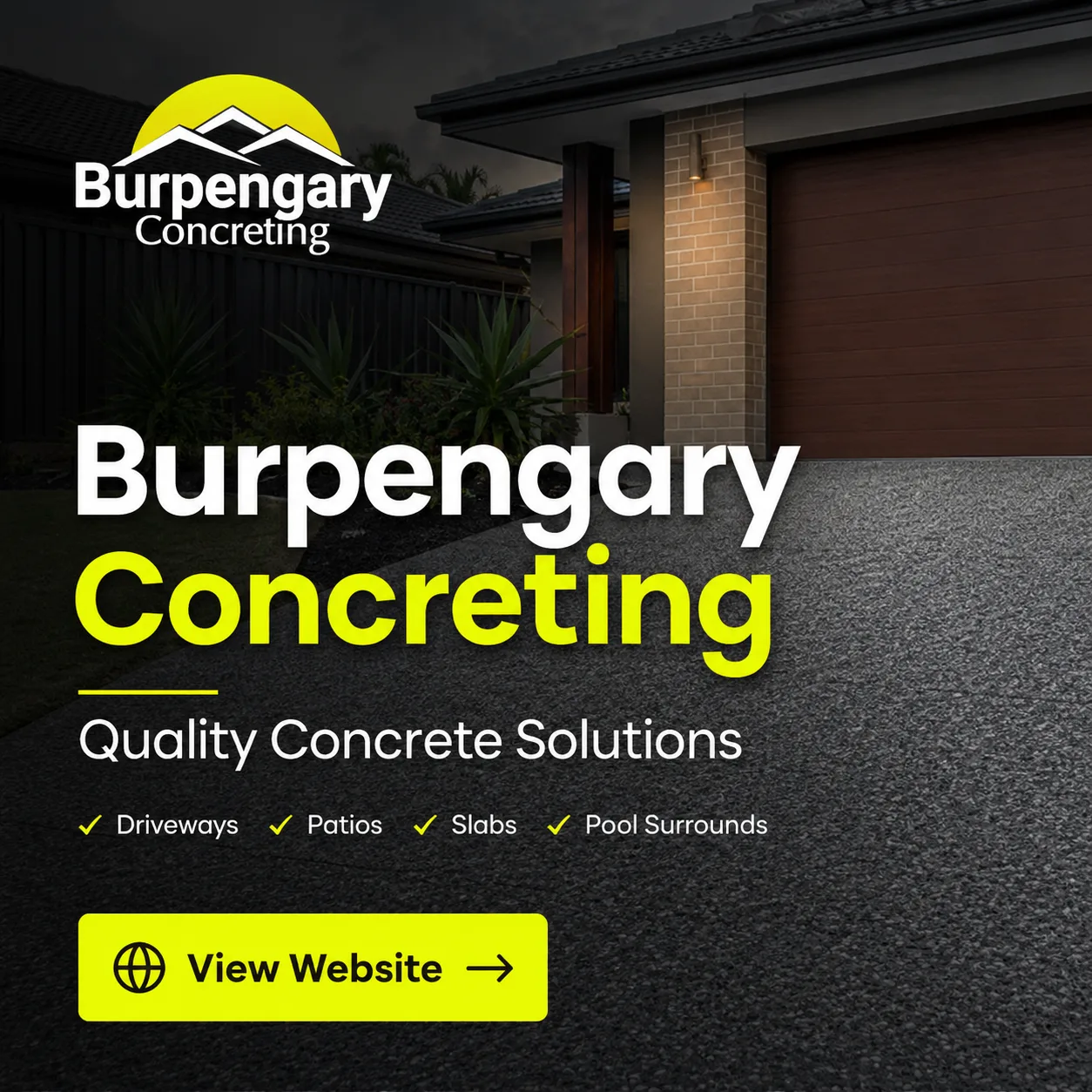 Burpengary Concreting website tile showing an exposed aggregate driveway