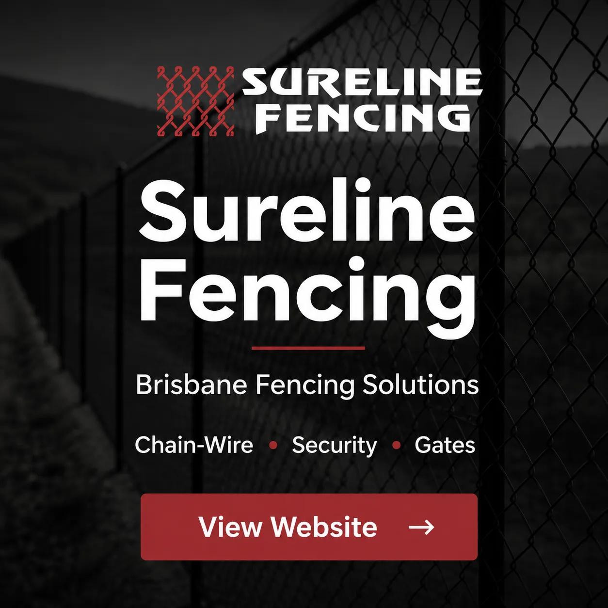 Sureline Fencing website tile showing chain-wire and security fencing in Brisbane
