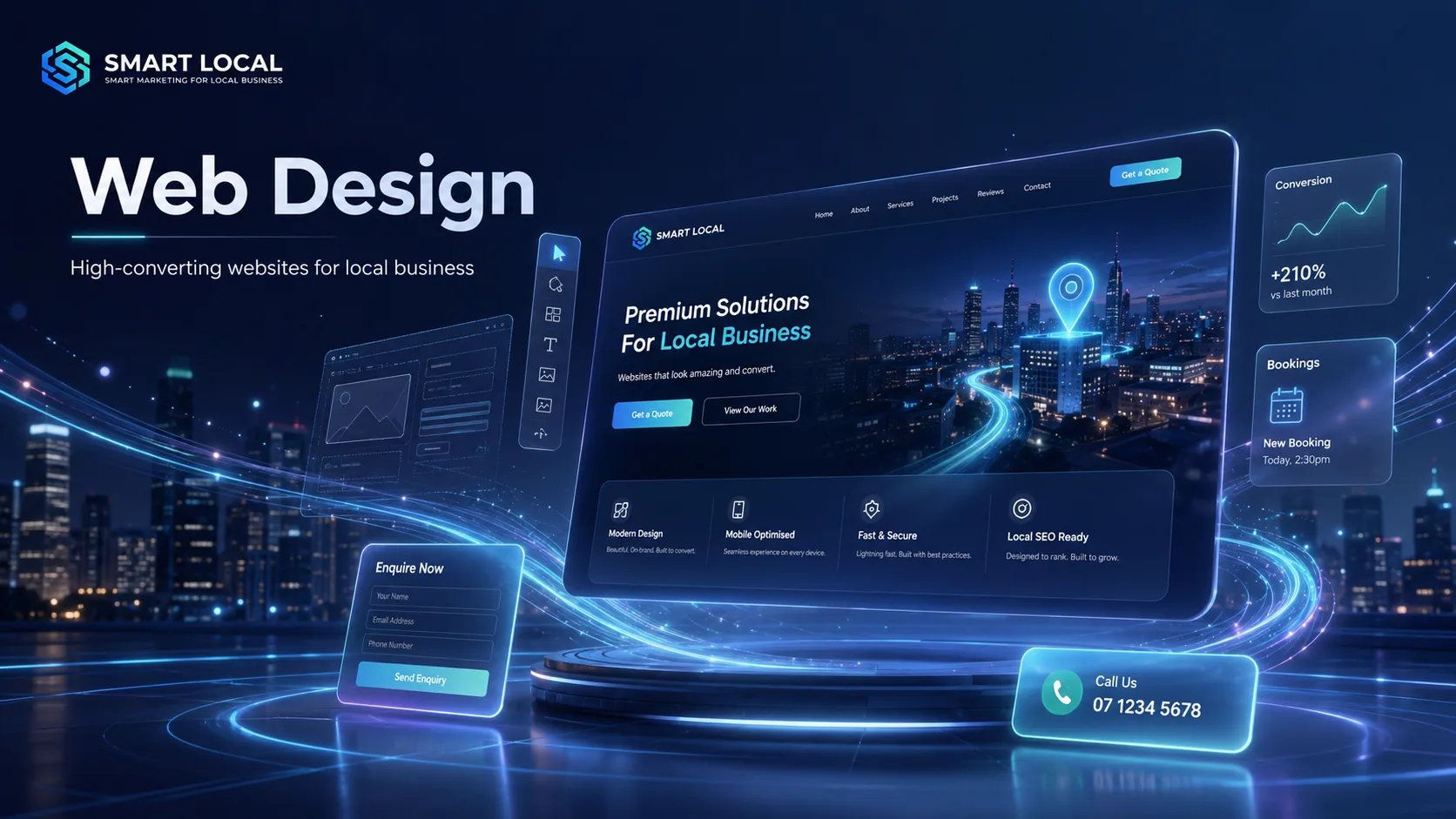Smart Local web design banner showing high-converting website mockups for local business